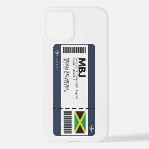 MBJ Jamaica Boarding Pass _ Airport Ticket iPhone 12 Case