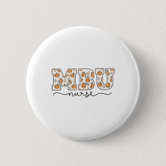 Mbu Nurse Pumpkin Fall Mother  Button (Front)