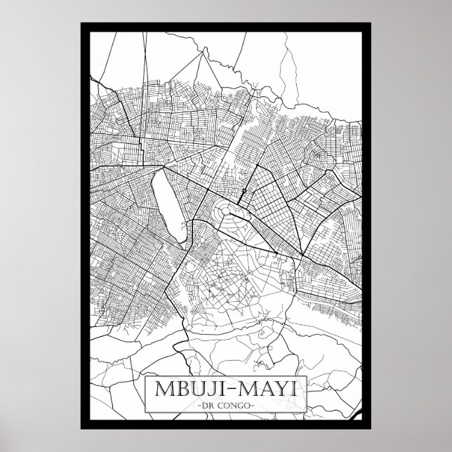 Mbuji-Mayi Democratic Republic of the Congo Map Poster (Front)