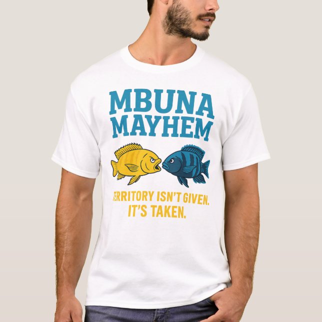 Mbuna Mayhem – Lake Malawi Cichlid Fight Club T-Shirt (Front)