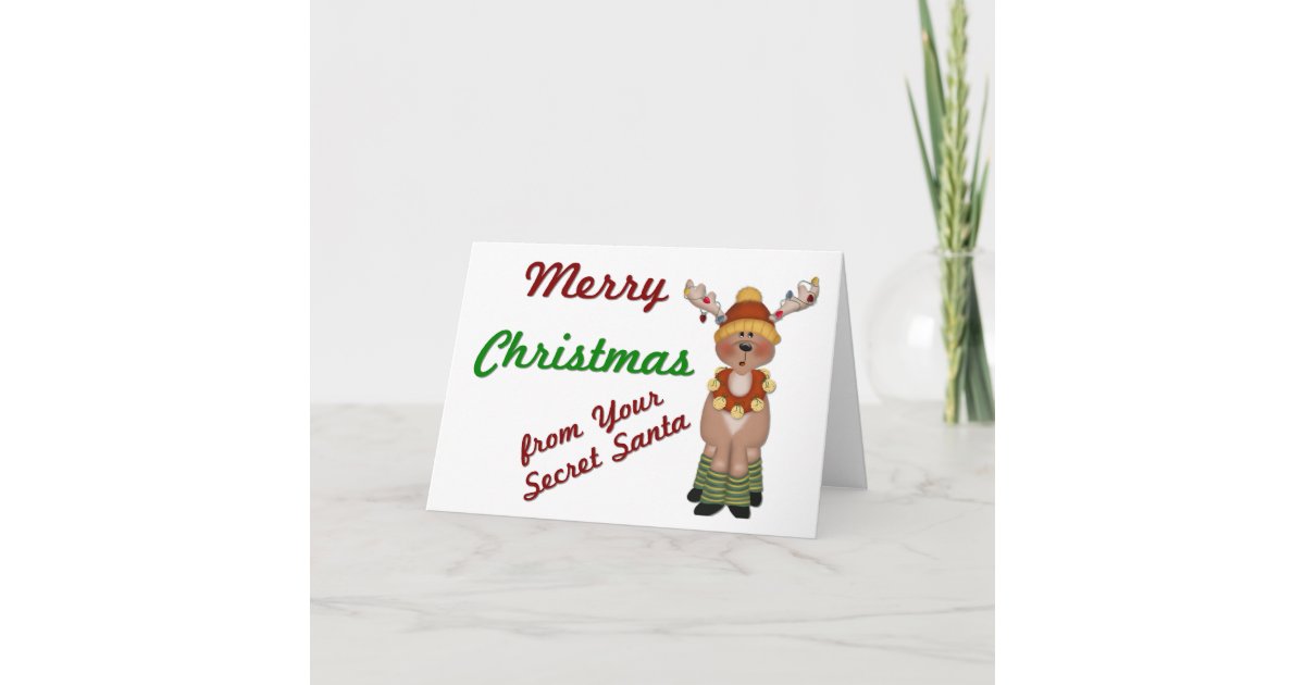 MC Reindeer Secret Santa - Holiday Greeting Card | Zazzle