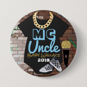 MC Uncle  Cute Hip Hop Boy Shower Pinback Button