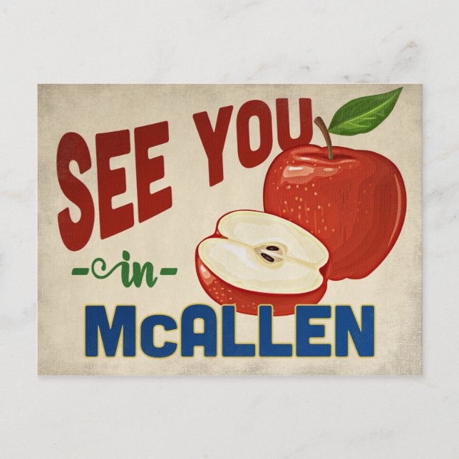 McAllen Texas Apple - Vintage Travel Postcard (Front)