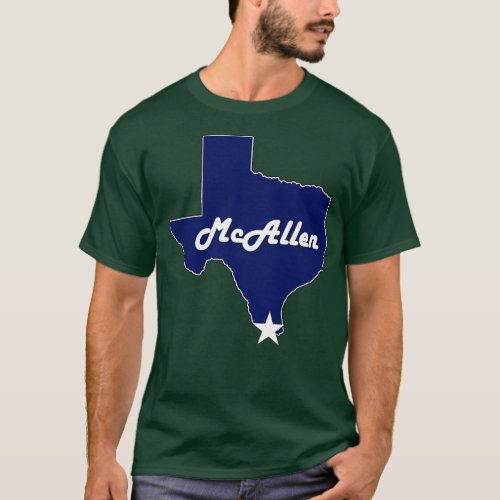 McAllen Texas Navy Blue Lone State Map Texan T_Shirt