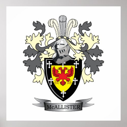 McAllister Family Crest Coat of Arms Poster