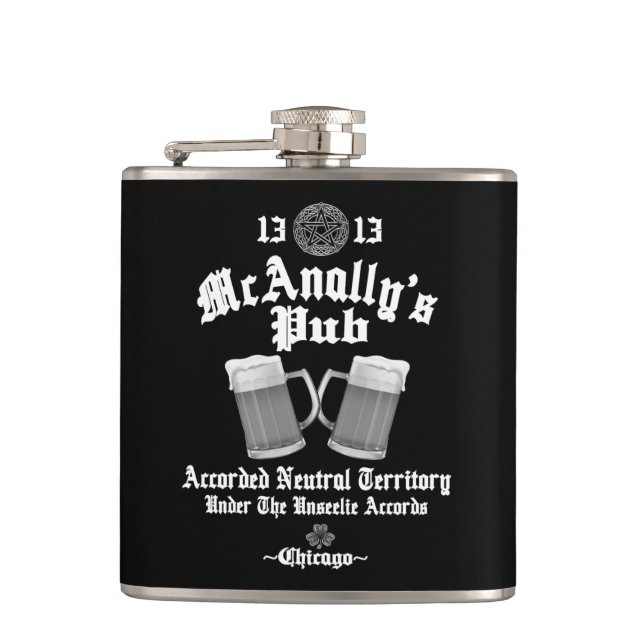 McAnally's Pub White Logo Flask (Front)
