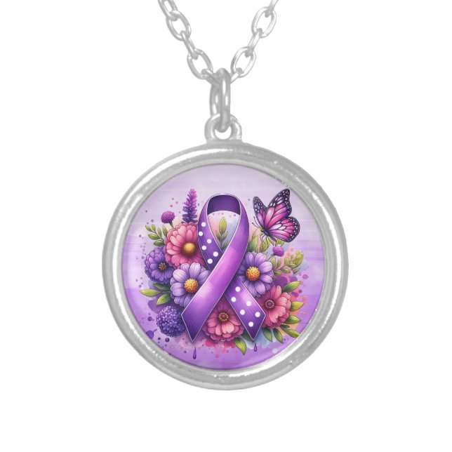 MCAS Warrior Mast Cell Awareness  Silver Plated Necklace (Front)