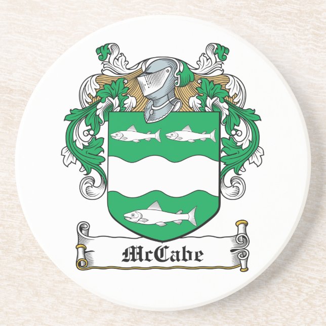 McCabe Family Crest Sandstone Coaster (Front)