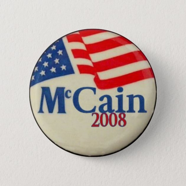 John McCain Sarah Palin For President 2008 Flag 3" Campaign Pin Pinback Button 
