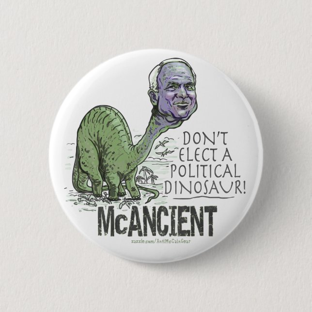 McCain Dinosaur Pinback Button (Front)