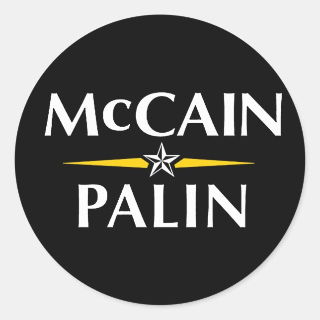 MCCAIN PALIN 2008 CLASSIC ROUND STICKER (Front)