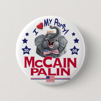 McCain Palin Republican Elephant Pinback Button