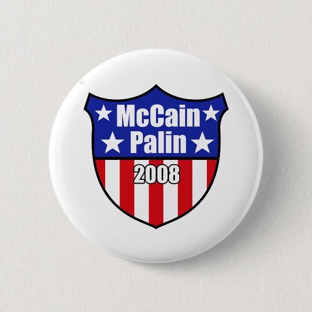 McCain Palin Shield Pinback Button (Front)