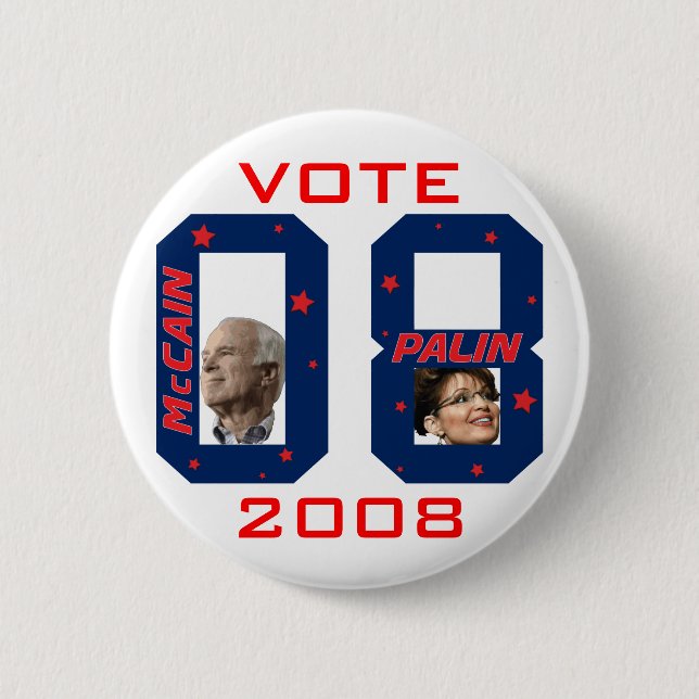 McCain Palin VOTE 2008 Pinback Button (Front)