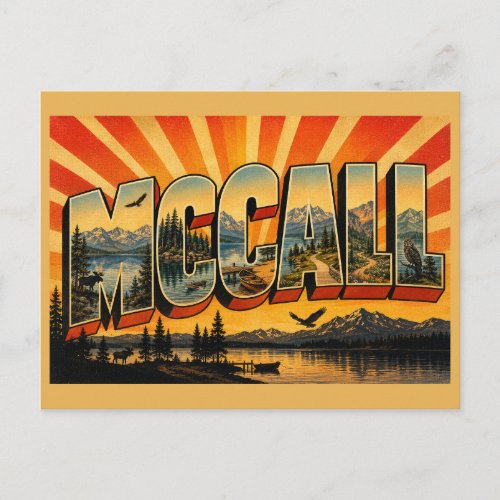 McCall Idaho Alpine Lake Pine Forest Art Postcard
