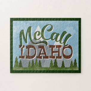 McCall Idaho Fun Retro Snowy Mountains Jigsaw Puzzle