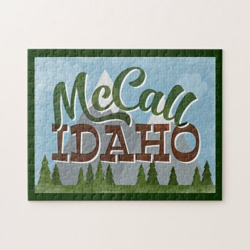 McCall Idaho Fun Retro Snowy Mountains Jigsaw Puzzle