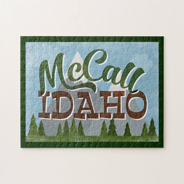 McCall Idaho Fun Retro Snowy Mountains Jigsaw Puzzle (Horizontal)