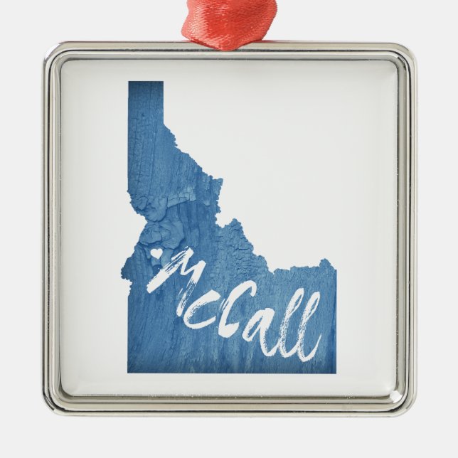 McCall Idaho Wood Grain Metal Ornament (Front)
