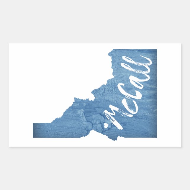McCall Idaho Wood Grain Rectangular Sticker (Front)