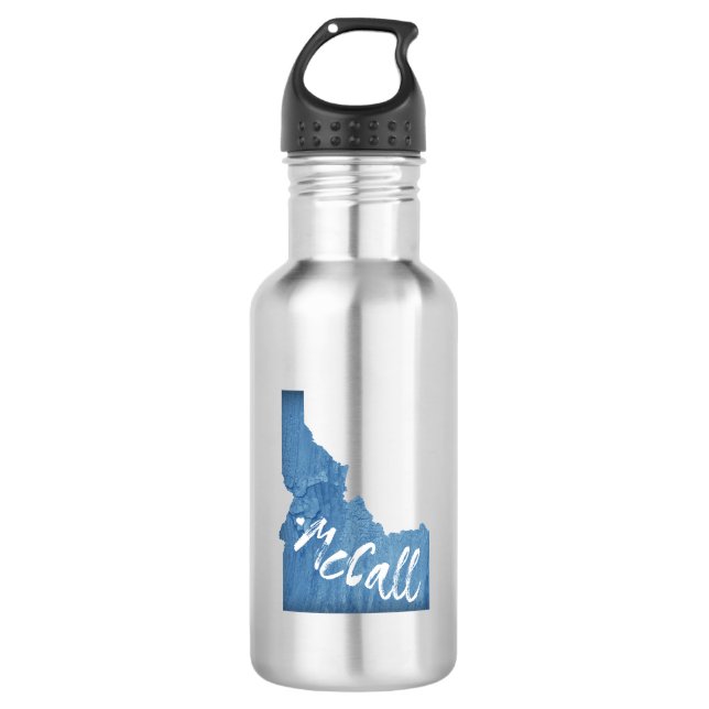 McCall Idaho Wood Grain Stainless Steel Water Bottle (Front)