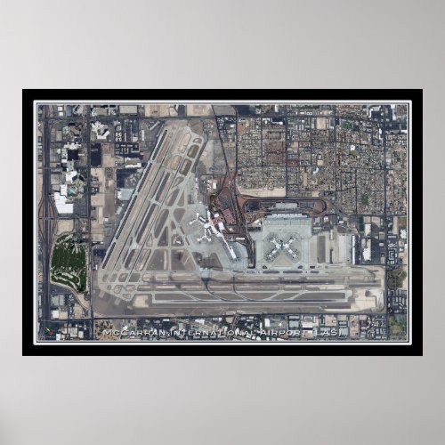McCarran Intl Airport Las Vegas Satellite Map Poster