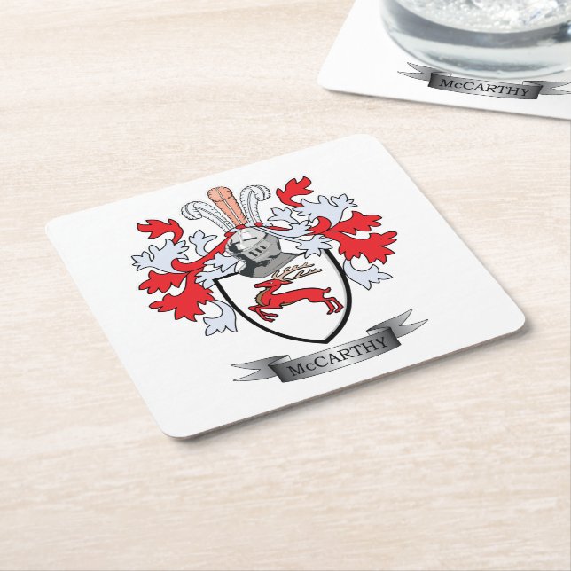 McCarthy Coat of Arms Square Paper Coaster (Angled)