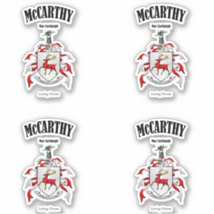 McCarthy Crest Irish Translation & Meaning (x4) Sticker