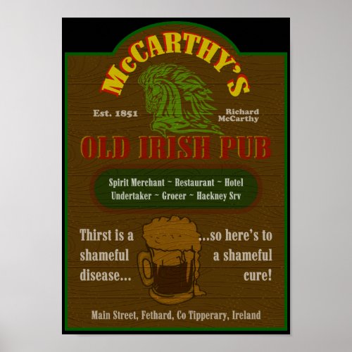 McCarthy Pub Sign Poster 2500