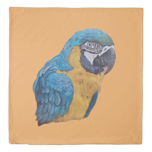 McCaw Parrot Blue Gold Original Painting w Gold   Duvet Cover