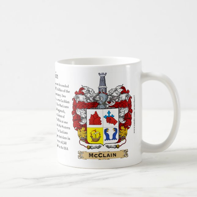 McClain, the Origin, the Meaning and the Crest on Coffee Mug (Right)