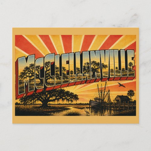 McClellanville SC Historic Oak Salt Marsh Art Postcard