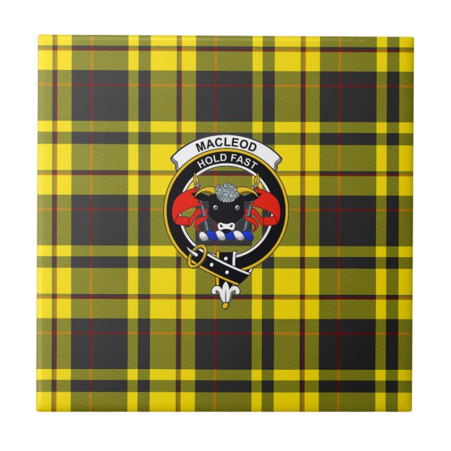 McCleod Tartan, Clan Badge and Motto Tile (Front)