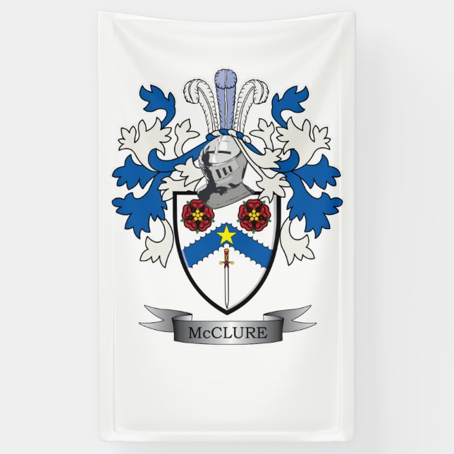 McClure Family Crest Coat of Arms Banner (Vertical)