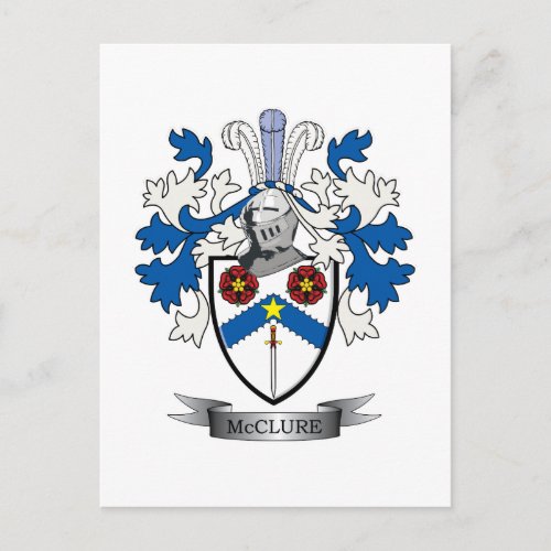 McClure Family Crest Coat of Arms Postcard