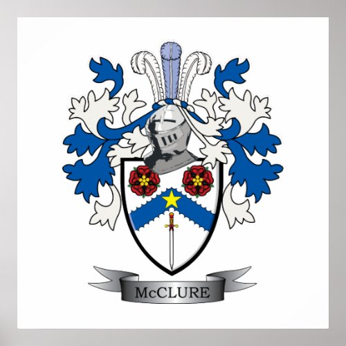 McClure Family Crest Coat of Arms Poster