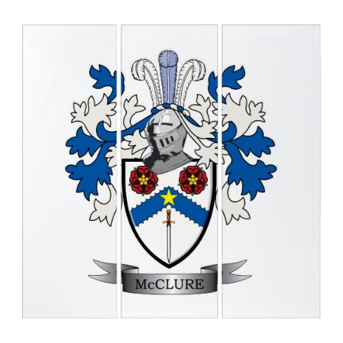 McClure Family Crest Coat of Arms Triptych