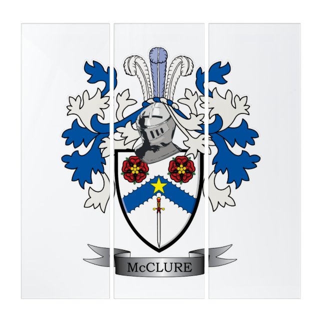 McClure Family Crest Coat of Arms Triptych (Front)