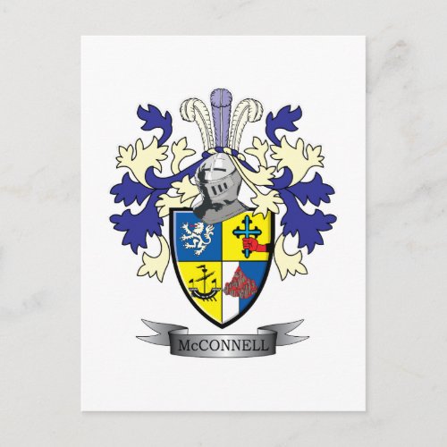 McConnell Family Crest Coat of Arms Postcard