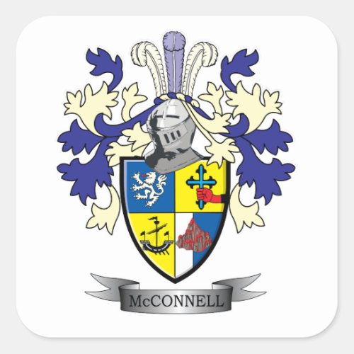 McConnell Family Crest Coat of Arms Square Sticker