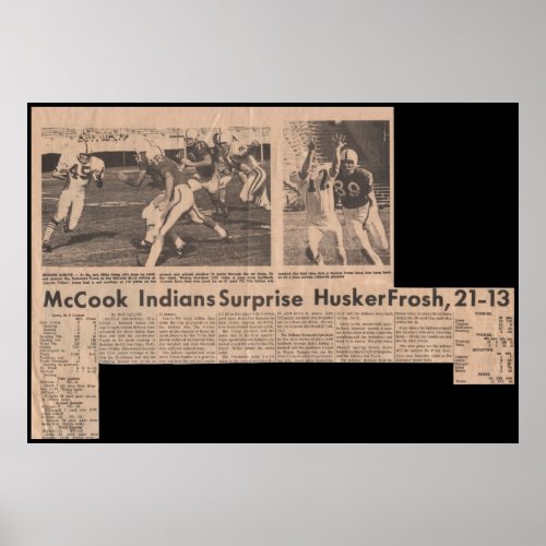McCook JC  Wins over Nebraska Frosh in 1969 21_13 Poster