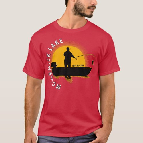 McCormick Lake Fishing Michigan Sunrise T_Shirt