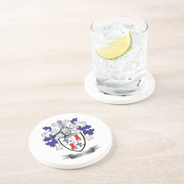 McCracken Family Crest Coat of Arms Sandstone Coaster (Side)