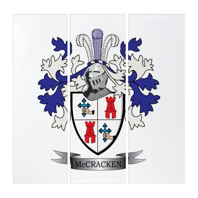 McCracken Family Crest Coat of Arms Triptych (Front)