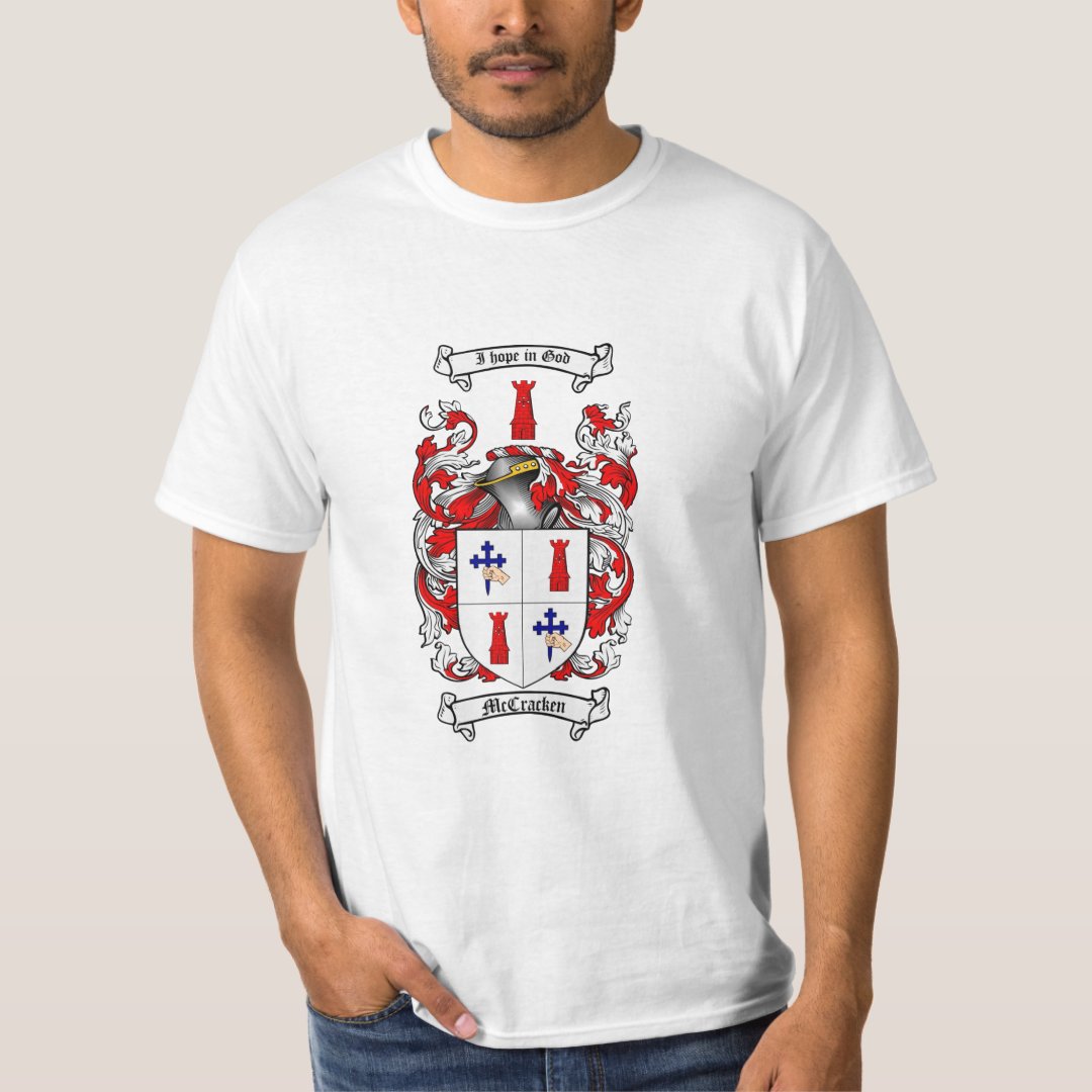 mccracken-family-crest-mccracken-coat-of-arms-t-shirt-zazzle