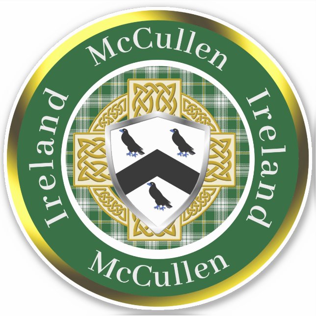 McCullen Shield & Celtic Cross Personalized Sticker (Front)