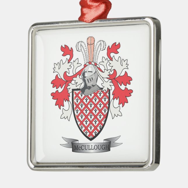 McCullough Family Crest Coat of Arms Metal Ornament (Left)