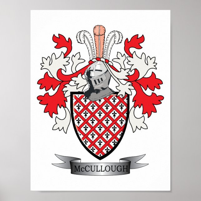 McCullough Family Crest Coat of Arms Poster (Front)