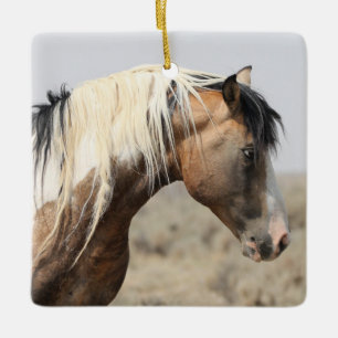 McCullough Peaks Traveler Wild Horse Ceramic Ornam Ornament