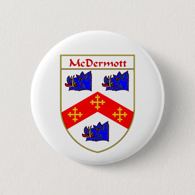 McDermott Coat of Arms/Family Crest Pinback Button (Front)
